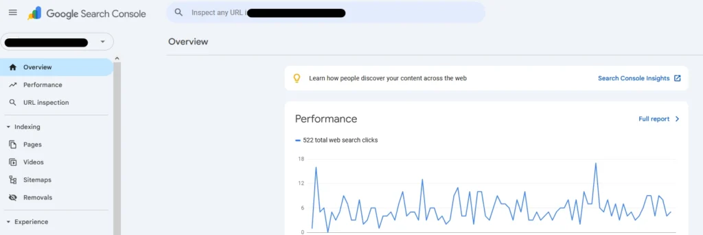searchconsole etusivu