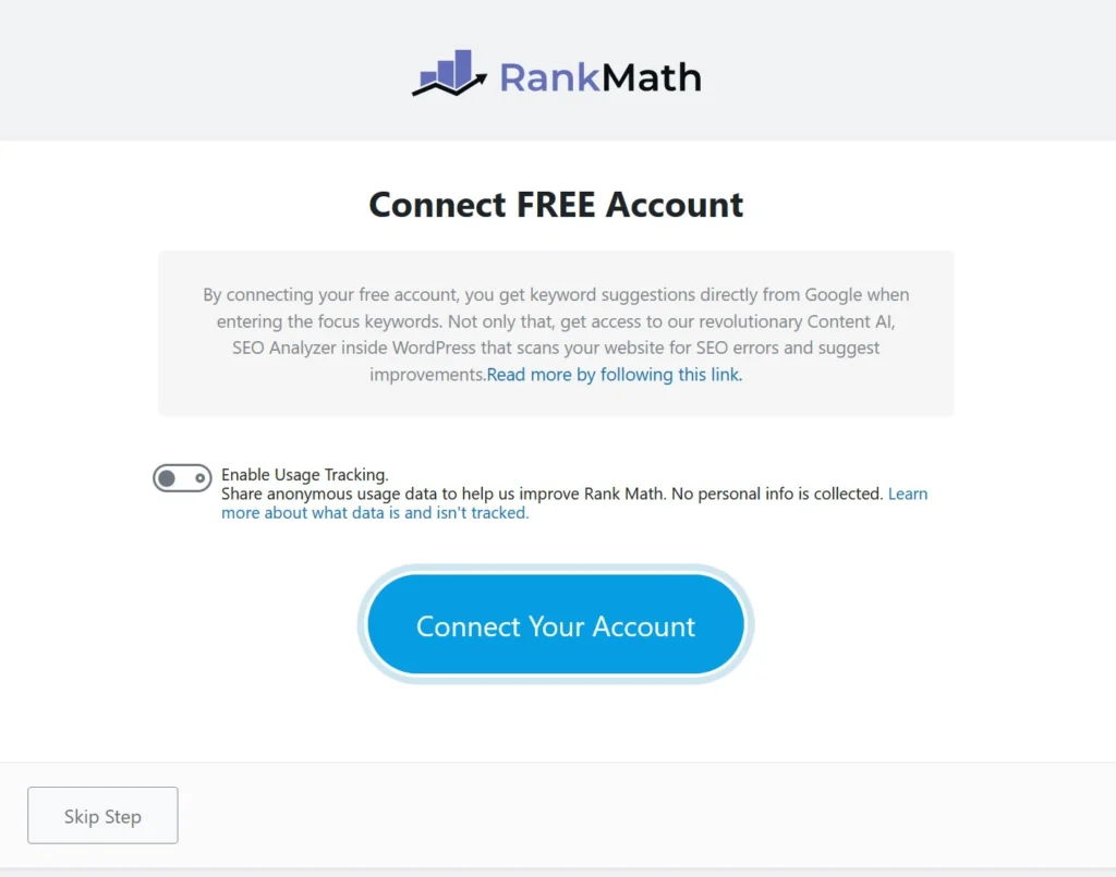 Rankmath plugin aktivointiruutu